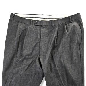 Lauren‎ Ralph Lauren Mens 40x30 Gray 100% Wool Pleated Cuffed Dress Trousers
